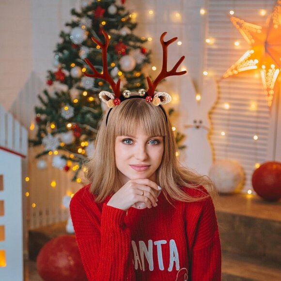 Reindeer Antler Headband Christmas Costume Festive Party Cosplay Holiday Accesso